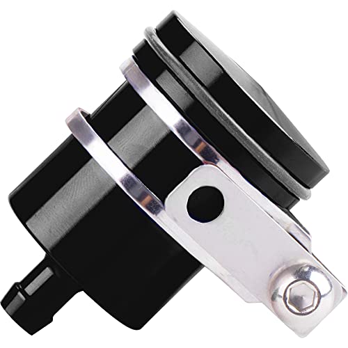 MRELC Universal Motorcycle Aluminum Brake Fluid Reservoir Oil Cup Fit For Yamaha Kawasaki Honda Suzuki BMW and more （Black）