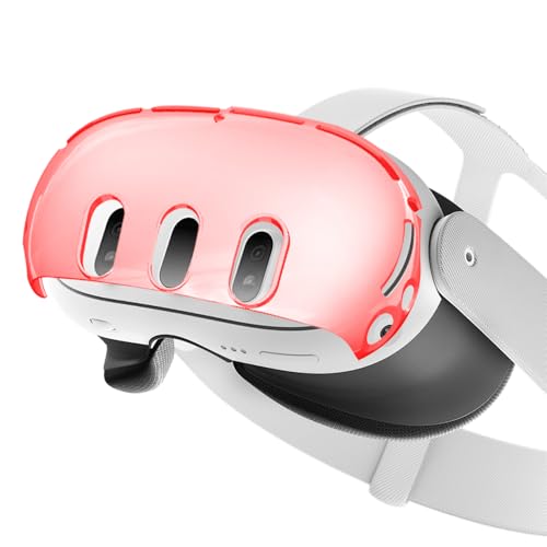 Protective Cover Case for Meta Quest 3 VR Headset, Anti-Scratch Protective Shell Cover VR Headset Front Protector Cover (Red)