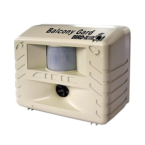 Bird-X Balcony Gard, Ultrasonic Bird Preventer, Outdoor Bird Decoy with Motion-Sensor, Easy to Install, Covers up to 900 sq. ft., 15 to 25 kHz Frequency, 6.75' x 5.5' x 3.5'