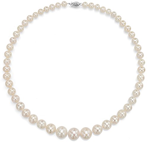 14K White Gold White Cultured Freshwater Pearl Necklace Jewelry Graduated 6-11mm 18 inch