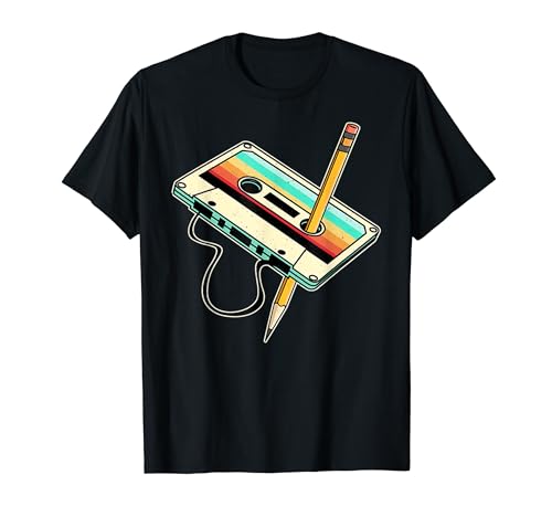 80s Cassette Tape Pencil 1980s Retro Vintage Throwback Music T-Shirt