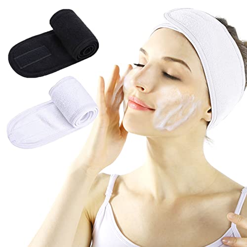 LADES Facial Spa Headband - Makeup Shower Bath Wrap Sport Headband Terry Cloth Adjustable Stretch Towel with Magic Tape