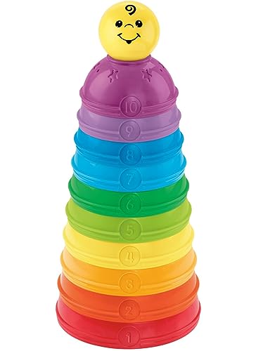 Fisher-Price Baby Stacking & Nesting Stack & Roll Cups, Set of 10 Multi-Color Toys for Infants and Toddlers Ages 6+ Months