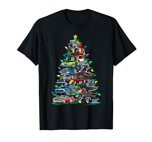 Car Madness Christmas Tree! Classic Muscle Cars and Hotrods T-Shirt