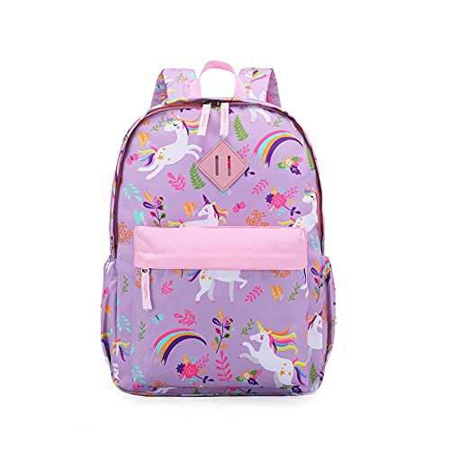 KK CRAFTS Preschool Backpack Kindergarten Little Kid Toddler School Backpacks for Boys and Girls with Chest Strap(Purple Unicorn)