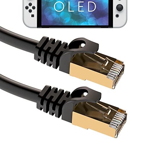 TALK WORKS Network Cable Compatible w/Nintendo Switch OLED - 10 ft/3 m Long, Cat7 RJ45 Ethernet Cable-Fast Transmission for Stable Internet Connection & Gaming-Durable Cable for Multiplayer Games