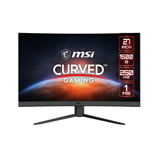 MSI G27C4X 27' Curved Gaming Monitor, 1920 x 1080 (FHD), 1ms, 250Hz, FreeSync, HDMI, DisplayPort, Anti-Flicker, Anti-Glare, HDR Ready,Black
