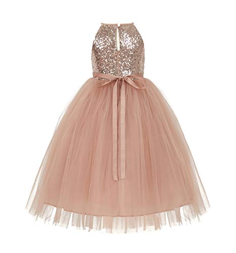 Sequin Halter Junior Flower Girl Dresses Pretty Princess Ballroom Dance 202 12