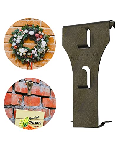 Brick Hook Clips (4 Pack) - Require More Than 1/8” Brick Wall Cement Gap Fits 2-1/4 to 2-2/5 Inch Bricks Outdoor Brick Hangers Wall Clips for Hanging - Mounting to Brick Without Drilling