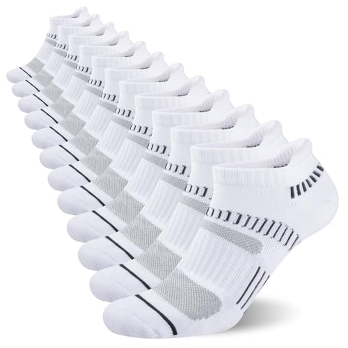 COOPLUS Mens Ankle Socks Athletic Cushioned Breathable Low Cut Tab With Arch Support - 6 Pairs