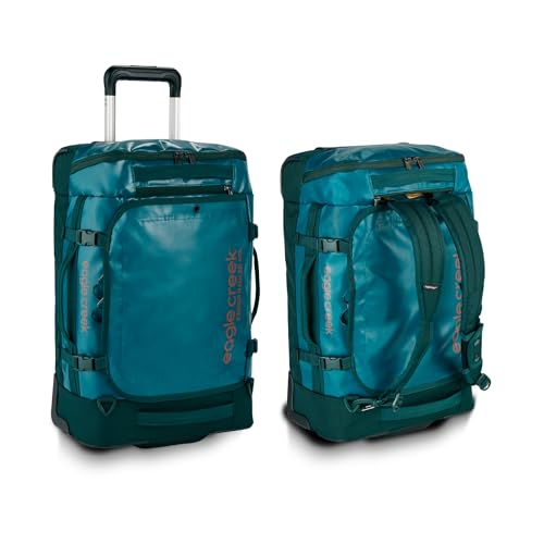 eagle creek Cargo Hauler XT Wheeled International Carry On Luggage Duffel with Telescoping Handle and Straps, Lockable U-Lid, Top Compartment, and Compression Straps, Arctic Seagreen - 36L/22