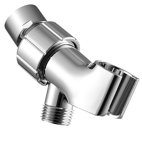 OFFO Shower Head Holder with Solid Brass Ball Joint for Handheld Shower Head, Adjustable Shower Arm Mount for Connecting Shower Arm and Shower Hose, 1/2 Inch IPS Female Inlet and Male Outlet, Chrome