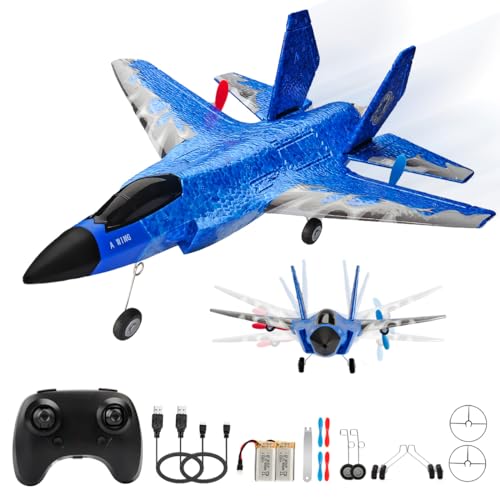 Fremego Foam RC Plane RTF F-35 RC Airplane 2.4Ghz 6-axis Gyro Jet Pane with Light Strip Toy Gift for Kids Boys Girls Adults Beginners
