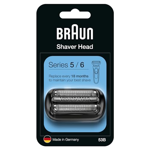 Braun Series 5 Electric Shaver Replacement Head, Easily Attach Compatible Head for New Generation Series 5/6 Shavers, 53B, Black