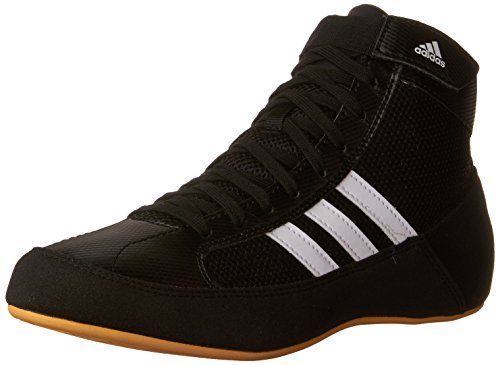 Adidas Wrestling HVC Youth Laced Wrestling Shoe (Toddler/Little Kid/Big Kid),Black/White/Gum,1 M US Little Kid