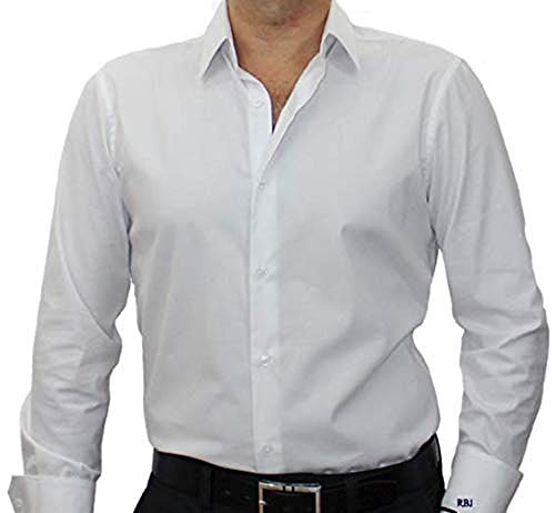 Non Iron Mini Oxford Pure White Non Iron Custom Monogrammed Dress Shirt (#cc54)