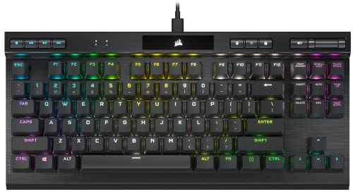Corsair K70 RGB TKL CHAMPION SERIES Tenkeyless Optical-Mechanical Gaming Keyboard (OPX RGB Keyswitches, PBT Double-Shot Keycaps, Detachable USB-C Cable) QWERTY, NA Layout - Black