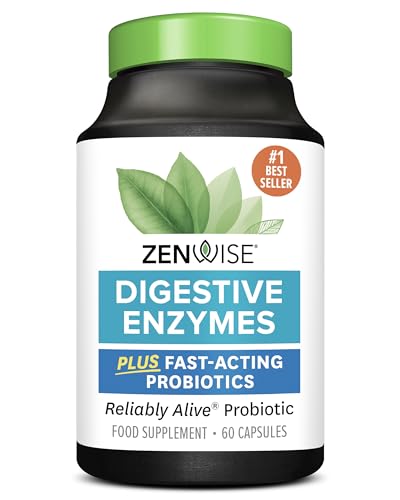 Zenwise Health Digestive Enzymes - Probiotic Multi Enzymes with Probiotics and Prebiotics for Digestive Health and Bloating Relief for Women and Men, Daily Enzymes for Gut and Digestion - 60 Count