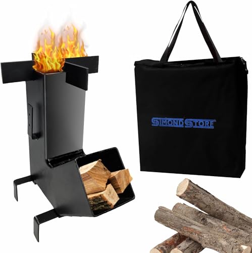Rocket Stove with Removable top and Self Feeding Camping as Well as Wood Stove