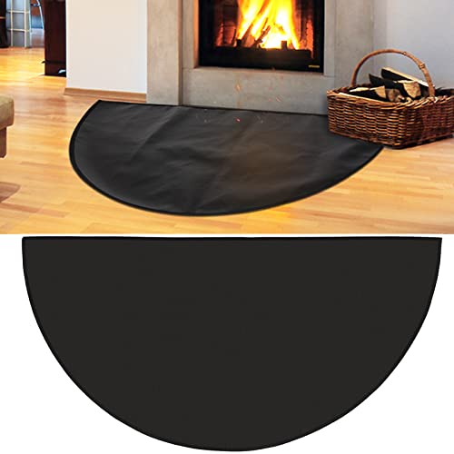 48'' × 27'' Half Round Fireplace Mat, Upgraded 4-Layer Fireproof Mat for Fireplace, Fire Resistant Rug, Fire Retardant Hearth Pad for Wood Stove, Protect Floor from Sparks Embers Indoor Outdoor