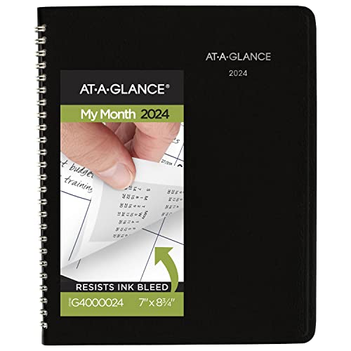 AT-A-GLANCE 2024 Monthly Planner, 7' x 8-3/4', Medium, DayMinder, Black (G4000024)