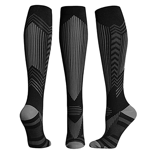 QCWQMYL Women's Compression Socks 1 Pairs Reflective Circulation 20-30 mmHg Knee High Medical Compression Socks Black