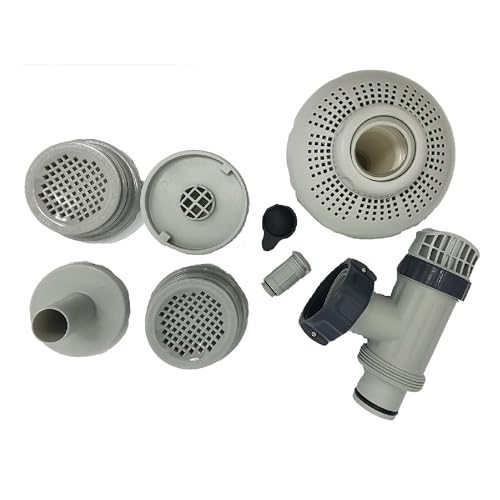 Intex 26005E Above Ground Swimming Pool Inlet Air Water Jet Part Kit with Plunger Valve, Strainer Connector, Jet Nozzle, Strainer Grid & More