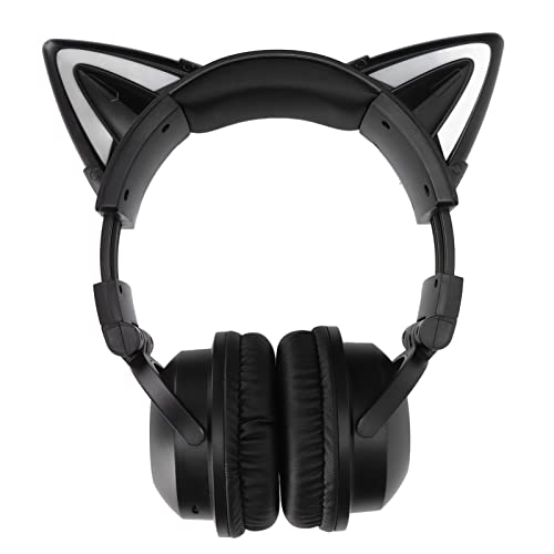 Zyyini Wireless Bluetooth 5.0 Headset, Computer Headphones, LED Cat Ear Headphones, Over Ear Headsets, with Microphone, for Girls, Children, Music and Gaming