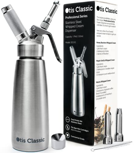Otis Classic Stainless Steel Whipped Cream Dispenser, 500ml with 3 Nozzles