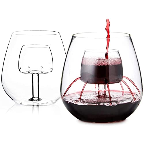 Stemless Aerating Wine Glass by Chevalier Collection (Set of 2) - Patented Wine Glass With Built In Aerator