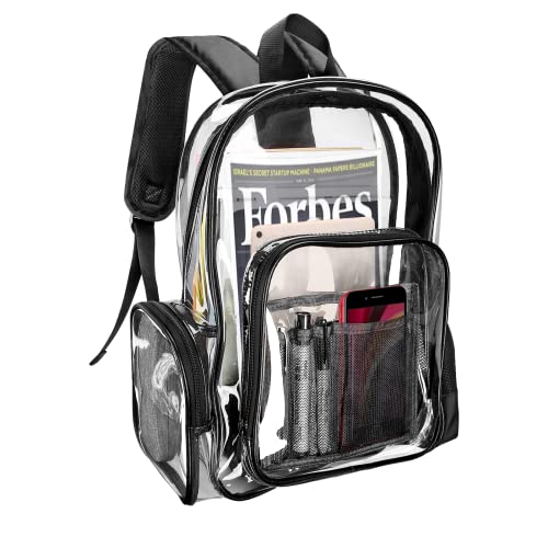 ProCase Heavy Duty Clear Backpack, See Through Backpacks Transparent Clear Large Bookbag for School Work Stadium Security