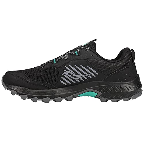 Saucony Women's Excursion TR15 Trail Running Shoe, Black/Jade, 7.5