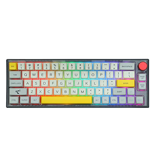 EPOMAKER TH66 Pro 65% Hot Swappable RGB 2.4Ghz/Bluetooth 5.0/Wired Mechanical Gaming Keyboard with MDA PBT Keycaps, Knob Control for Mac/Win (Black Case, Gateron Pro Red)