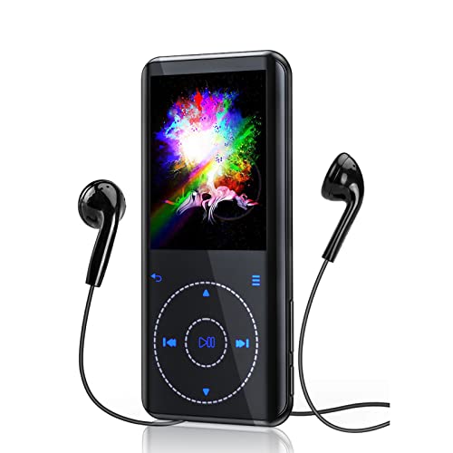 RUIZU 64GB MP3 Player with Bluetooth 5.3: Portable Music Player with Speaker, FM Radio, Voice Recorder, HiFi Lossless Digital Audio Video Playback, 2.4' Curved Screen, Touch Buttons, Support Max 128GB