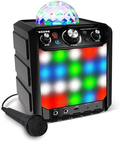 ION Party Rocker Effects – Portable Bluetooth Speaker Machine with Karaoke Microphone, Battery Operation and 40W Power