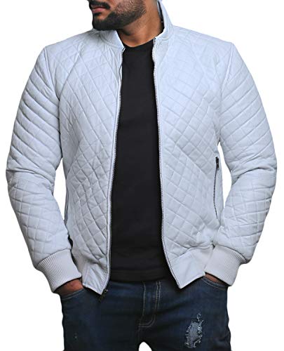 Laverapelle Men's Genuine Lambskin Leather Jacket (White, Small, polyester Lining) - 1801006