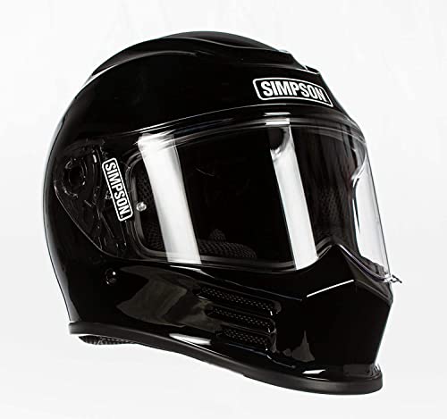 Simpson SPBM2 Speed Bandit Full Face Racing Helmet Size - Medium - Gloss Black - Clear Shield Included - Dark Smoke Shield Pictured is Sold Separately