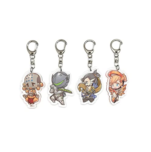 EBTY DREAMS Inc. - Set of 4 Over Acrylic Keychain Zenyatta, Mercy, Hanzo, Genji