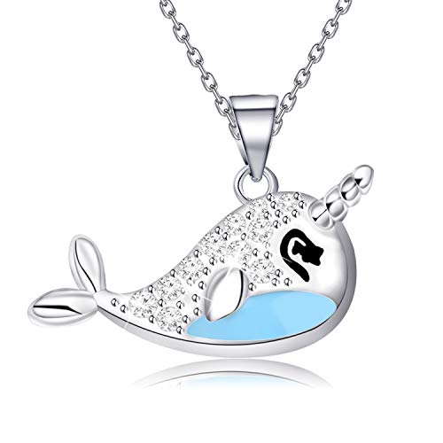 FEELMEM Narwhal Pendant Necklace Cute Narwhal Unicorn of The Sea Jewelry Necklace Gift for Narwhal Lover Marine Biologist (Narwhal Necklace)