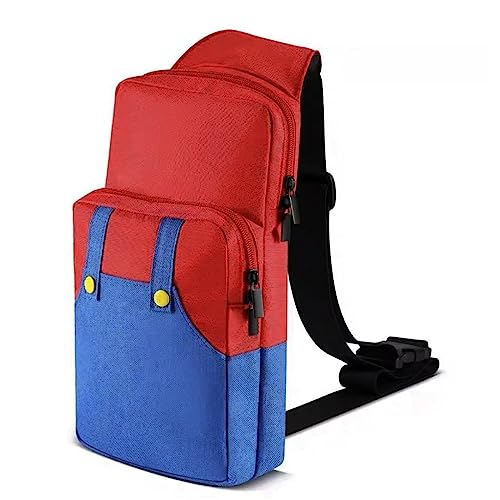 Red Yun En Cute Travel Bag for Nintendo Switch/ Lite/OLED, small portable sling Crossbody bag shoulder storage backpack, for NS Consolo, charging dock,Joy-Cons, men's and women's crossbody bag
