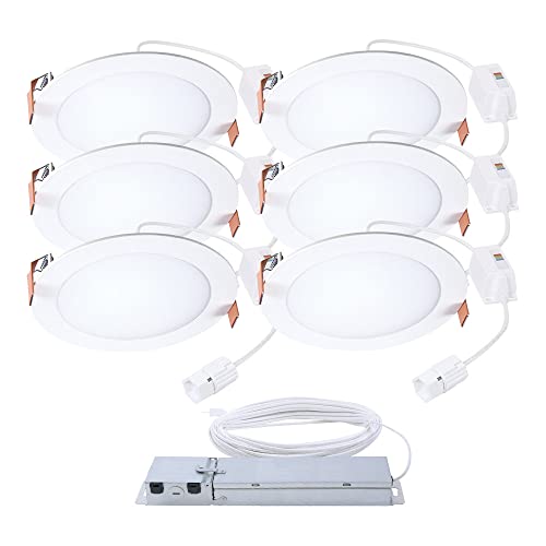 HALO HLBQL6099FSE010-6PK LED Canless Downlights, Remote Power Supply-6 Pack, Selectable 2700K, 3000K, 3500K, 4000K, 5000K CCT HLB QuickLink Low Voltage 0-10V 6 inch White