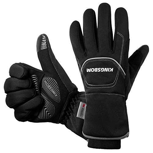 KINGSBOM -40F° Waterproof & Windproof Thermal Gloves - 3M Thinsulate Winter Touch Screen Warm Gloves - for Cycling,Riding,Running,Outdoor Sports - for Women and Men(Black,Medium)