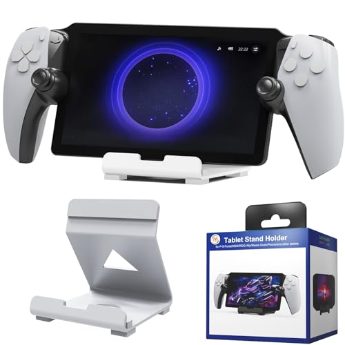 FONGWAN for PS5 Portal Stand, Tablet Desktop Stand for Playstation Portal, Handheld Game Console Holder with Anti-Slip Silicone Pad for PS5 Portal/Steam Deck/ROG Ally/Switch Console/Phone, White