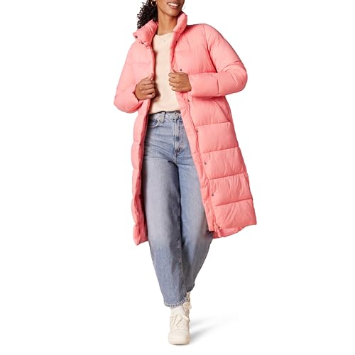 Amazon Essentials Women's Lightweight Water-Resistant Longer Length Cocoon Puffer Coat, Pink, Large