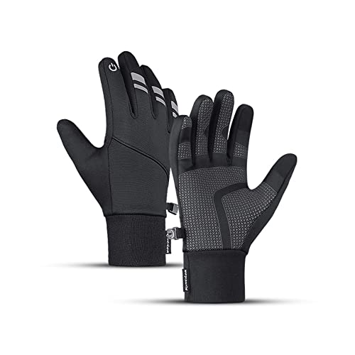 Rocking horce Winter Waterproof Warm Gloves Men Women Touch Screen Lightweight Windproof Gloves for Running Cycling Driving and Outdoor Work (Black, X-Large)