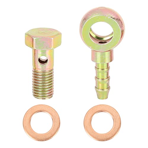 X AUTOHAUX 8mm Banjo Hose Barb Bolt Fittings Banjo Bolt Washer Kit Bronze Tone Metal for Motorcycle Car