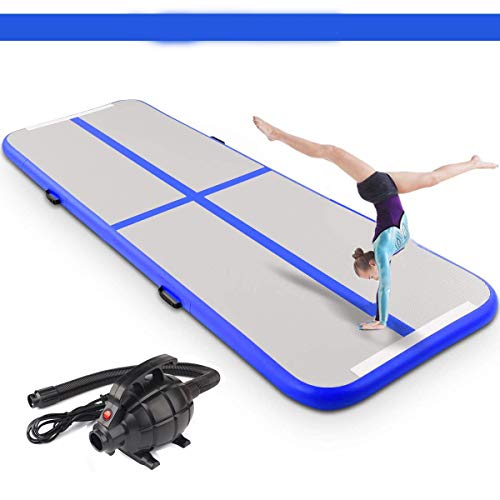 CNSPORT Inflatable Air Gymnastics Mat Training Mats 10ft/13ft/16ft/20ft Gymnastics Tracks for Home Use/Training, Blue