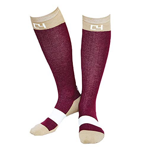 C4 Socks Maroon and Cream Riding Socks One Size