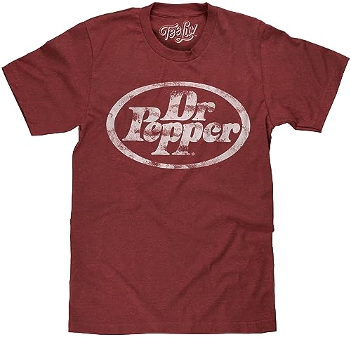 Tee Luv Men's Faded Dr Pepper Logo Shirt, M, Brick Heather