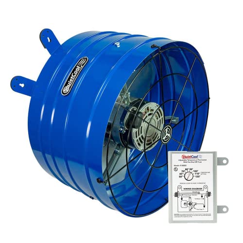 Quietcool AFG PRO-2.0 Attic Fan for Gable Vents - 1945 CFM - Adjustable Thermostat - 20ft Power Cord - Plug-and-play - Two Speed Capable